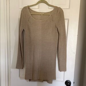 Merona Beige Long-Sleeve Knit Tunic Sweater